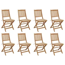   vidaXL 8 db összecsukható tömör akácfa kerti szék párnákkal