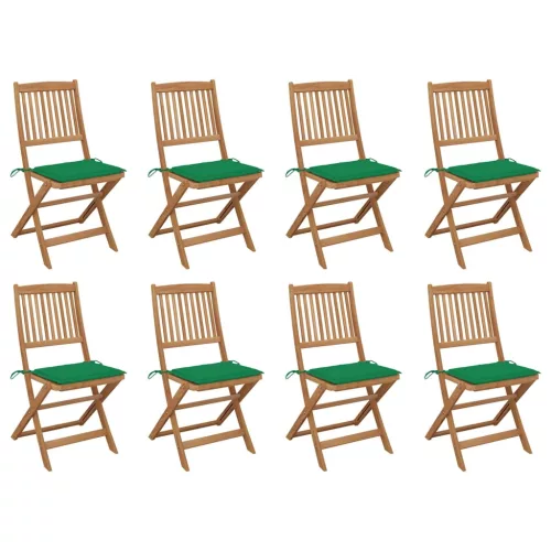vidaXL 8 db összecsukható tömör akácfa kerti szék párnákkal