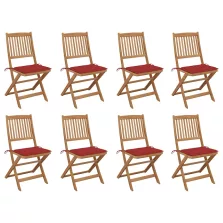   vidaXL 8 db összecsukható tömör akácfa kerti szék párnákkal