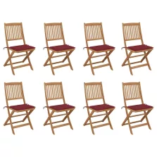   vidaXL 8 db összecsukható tömör akácfa kerti szék párnákkal