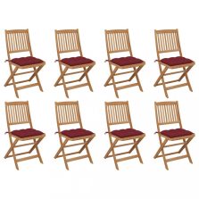   vidaXL 8 db összecsukható tömör akácfa kerti szék párnákkal