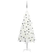   vidaXL fehér megvilágított műkarácsonyfa gömb szettel 120 cm