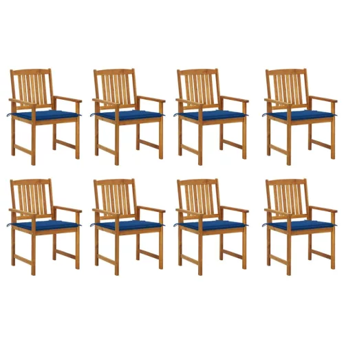 vidaXL 8 db tömör akácfa kerti szék párnákkal