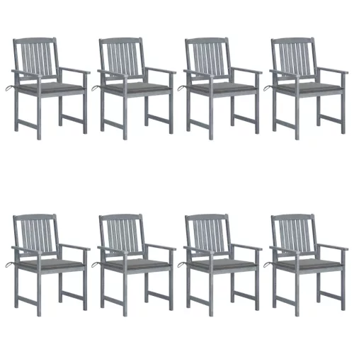 vidaXL 8 db szürke tömör akácfa kerti szék párnákkal