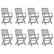   vidaXL 8 db összecsukható tömör akácfa kerti szék párnákkal