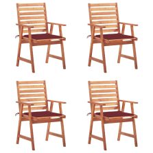   vidaXL 4 darab tömör akácfa kültéri étkezőszék párnával