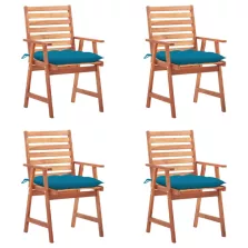   vidaXL 4 darab tömör akácfa kültéri étkezőszék párnával