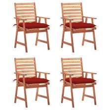   vidaXL 4 darab tömör akácfa kültéri étkezőszék párnával