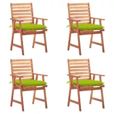   vidaXL 4 darab tömör akácfa kültéri étkezőszék párnával