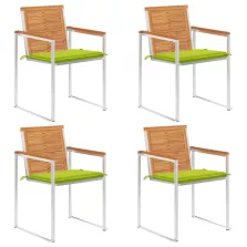 vidaXL 4 db tömör akácfa kerti szék párnákkal