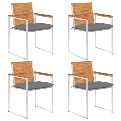vidaXL 4 db tömör akácfa kerti szék párnákkal