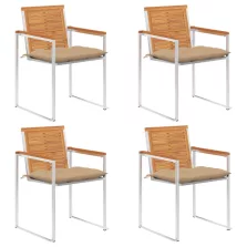 vidaXL 4 db tömör akácfa kerti szék párnákkal