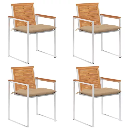 vidaXL 4 db tömör akácfa kerti szék párnákkal