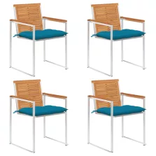 vidaXL 4 db tömör akácfa kerti szék párnákkal