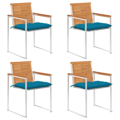 vidaXL 4 db tömör akácfa kerti szék párnákkal