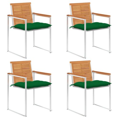 vidaXL 4 db tömör akácfa kerti szék párnákkal