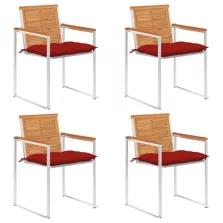 vidaXL 4 db tömör akácfa kerti szék párnákkal