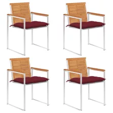 vidaXL 4 db tömör akácfa kerti szék párnákkal