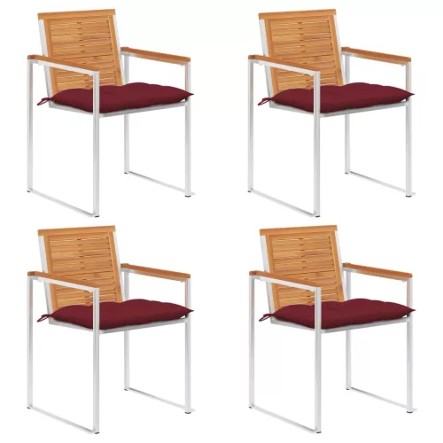 vidaXL 4 db tömör akácfa kerti szék párnákkal