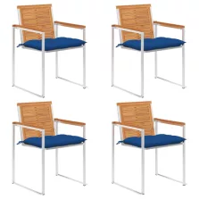 vidaXL 4 db tömör akácfa kerti szék párnákkal