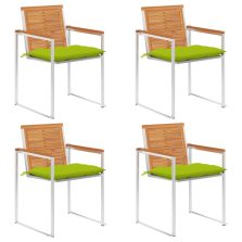 vidaXL 4 db tömör akácfa kerti szék párnákkal