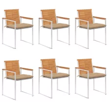 vidaXL 6 db tömör akácfa kerti szék párnákkal