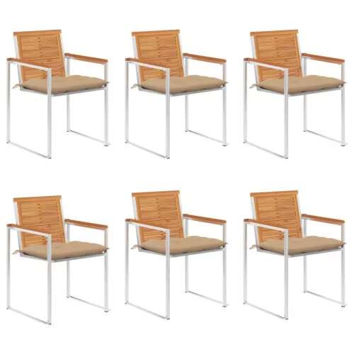 vidaXL 6 db tömör akácfa kerti szék párnákkal