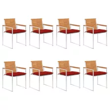 vidaXL 8 db tömör akácfa kerti szék párnákkal