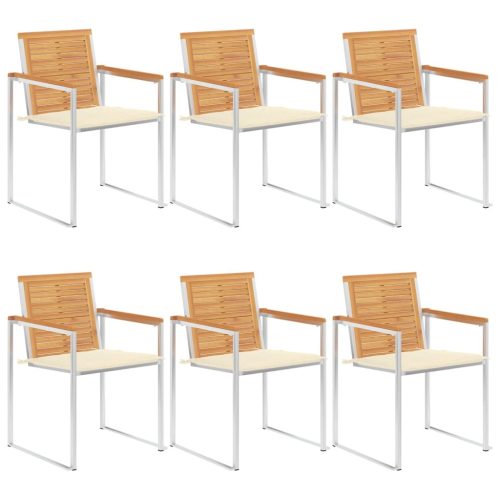 vidaXL 6 db tömör tíkfa kerti szék párnával