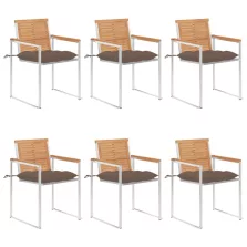 vidaXL 6 db tömör tíkfa kerti szék párnákkal