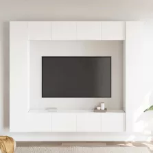 vidaXL 8 részes fehér szerelt fa TV-szekrényszett