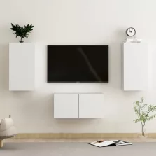 vidaXL 3 részes fehér szerelt fa TV-szekrényszett