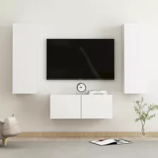 vidaXL 3 részes fehér szerelt fa TV-szekrényszett