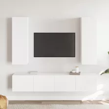 vidaXL 4 részes fehér szerelt fa TV-szekrényszett