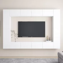 vidaXL 8 részes fehér szerelt fa TV-szekrényszett