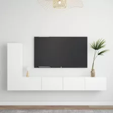 vidaXL 3 részes fehér szerelt fa TV-szekrényszett