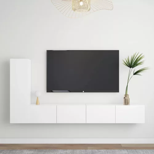 vidaXL 3 részes fehér szerelt fa TV-szekrényszett