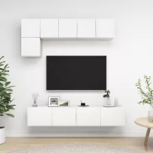 vidaXL 5 részes fehér szerelt fa TV-szekrényszett