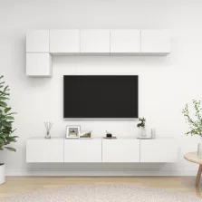 vidaXL 5 részes fehér szerelt fa TV-szekrényszett