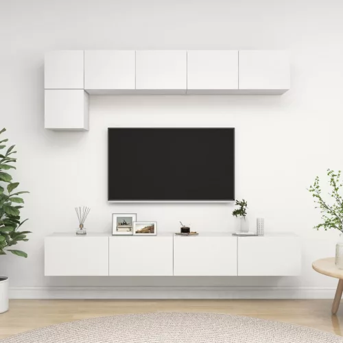 vidaXL 5 részes fehér szerelt fa TV-szekrényszett