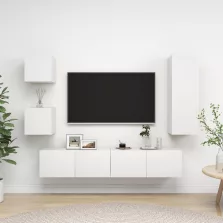vidaXL 5 részes fehér szerelt fa TV-szekrényszett
