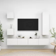 vidaXL 5 részes fehér szerelt fa TV-szekrényszett
