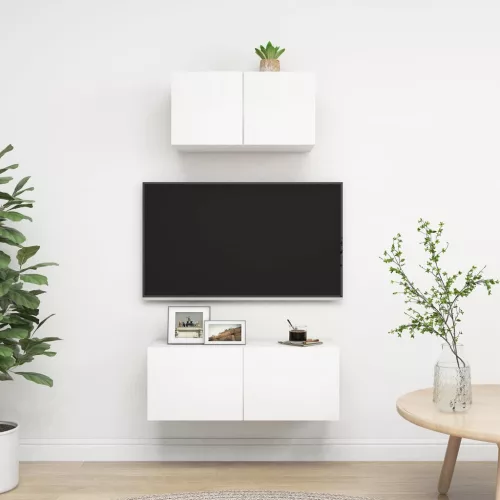 vidaXL 2 részes fehér szerelt fa TV-szekrényszett
