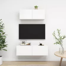 vidaXL 2 részes fehér szerelt fa TV-szekrényszett