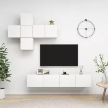 vidaXL 7 részes fehér szerelt fa TV-szekrényszett