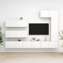 vidaXL 5 részes fehér szerelt fa TV-szekrényszett