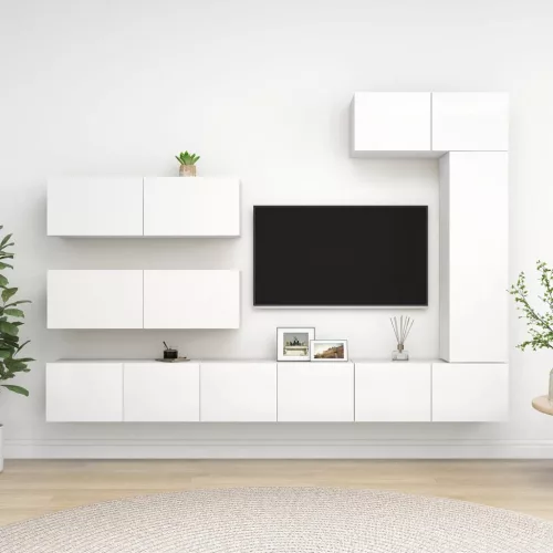 vidaXL 5 részes fehér szerelt fa TV-szekrényszett