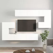 vidaXL 10 részes fehér szerelt fa TV-szekrényszett