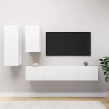 vidaXL 4 részes fehér szerelt fa TV-szekrényszett
