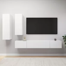 vidaXL 4 részes fehér szerelt fa TV-szekrényszett